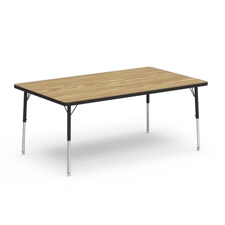 Virco 36 in. W, 60 in. L, 17-25 in. H, Medium Oak Top / Black Edge 483660LO